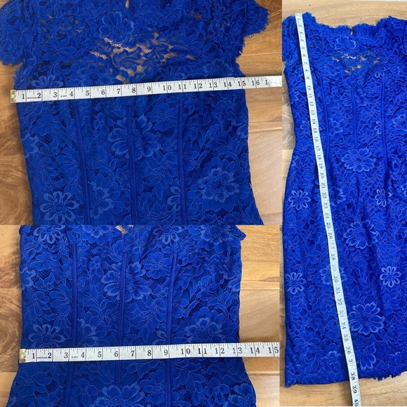 Monique Lhuillier Royal Blue Floral Lace Never Let You Go Sheath Dress Formal 4 - Picture 10 of 10
